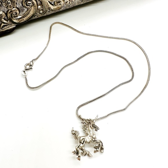 Sterling Silver Unicorn Pendant Necklace - Picture 16 of 16